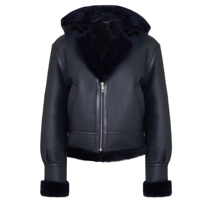 Zoe Lacivert Kadın Kürk Mont