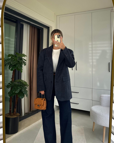 ÇİZGİLİ LACİVERT KABAN
