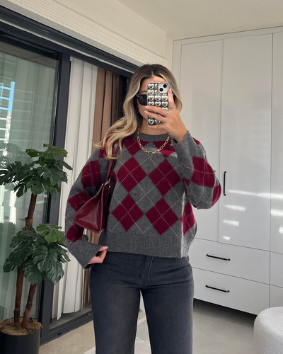BAKLAVA DESEN KAZAK BORDO-ANTRASİT