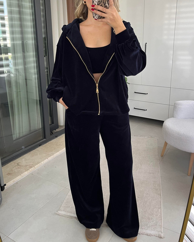 LACİVERT KADİFE PREMİUM 3LÜ TAKIM