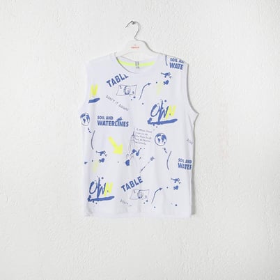 Erkek Çocuk Pano Baskılı Kolsuz T-Shirt 6-16 Yaş