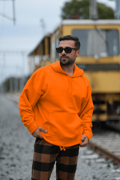 Geniş Kesim 3 İplik Turuncu Şardonlu Sweatshirt