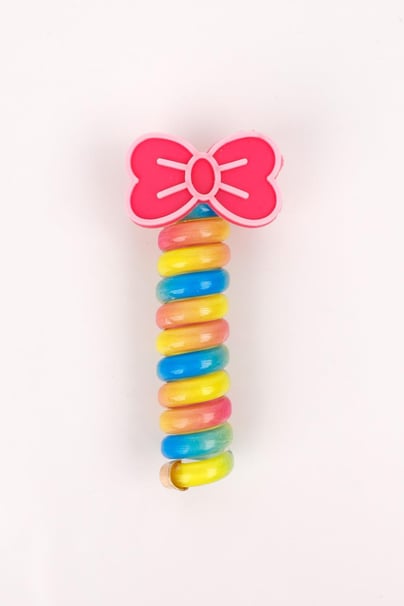 Girls Pasta Buckle with Multi-Colored Bow Figure
