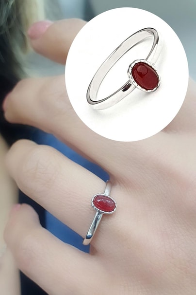 Akik taşlı 925 ayar gümüş Çıtır Yüzük 