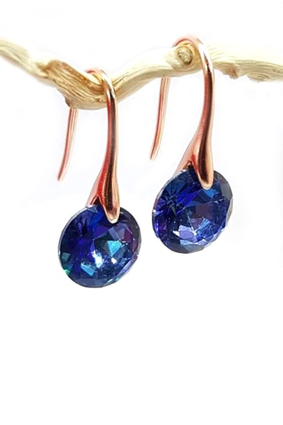 blue  mistik topaz tasli gumus Kalp Figürlü  kupe