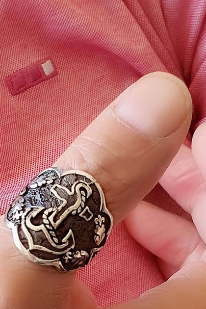 Çapa Figürlü Ayarlanabilir gümüş erkek zihgir yüzük