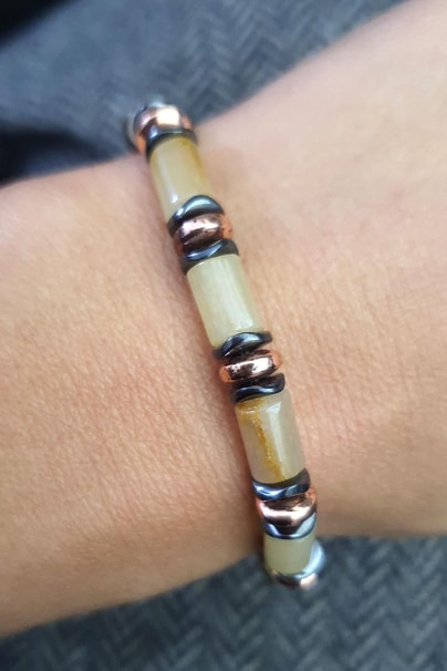 İşlenmemis Sitrin ve Hematit Taşlı El işi Tasarım doğal taş bileklik