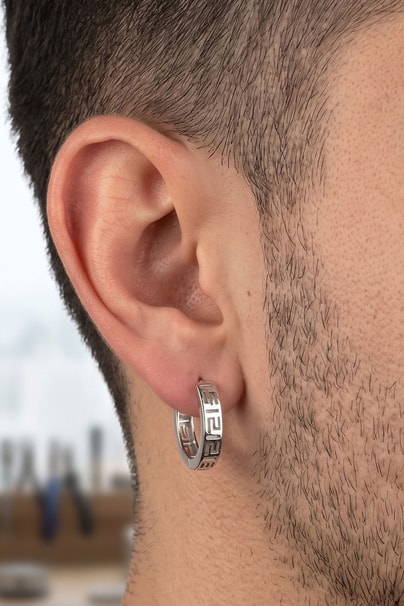 İtalyan Tasarımı 925ayar Gümüş Tek erkek halka küpe özel seri 1.5cm