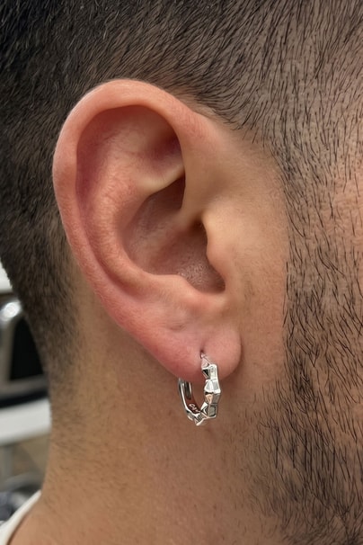 İtalyan tasarımı 925ayar gümüş Tek erkek küpe 1cm özel seri 