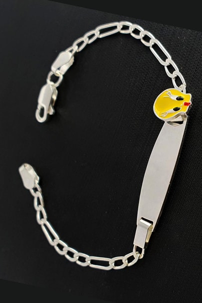 Mineli Tweety Figürlü 925 ayar Gümüş Çocuk Bileklik