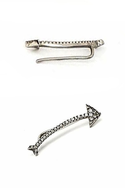 Ok figürlü gümüş tek earcuff küpe 