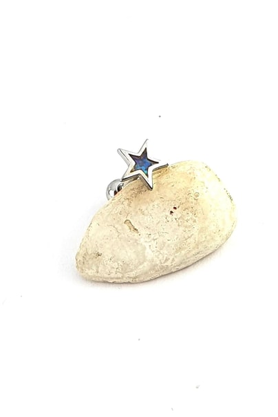 Opal Taşlı Yıldız Figürlü 925ayar Gümüş Tragus Kıkırdak Piercing