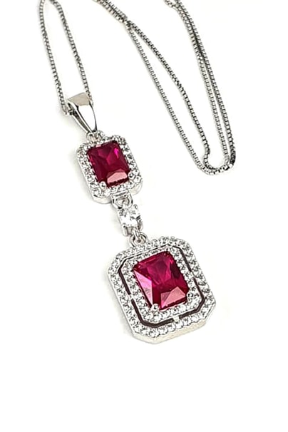 Sky Diamond Red creative rubies 925 ayar gümüş lüks kolye