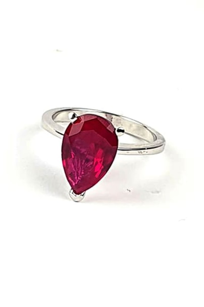sky Diamond Red creative rubies 925 ayar gümüş tek taş damla yüzük