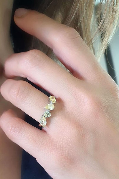 Sky Diamond Yellow Sitrin Taşlı 925 ayar Gümüş Tasarım Yüzük