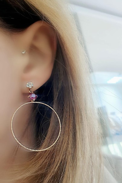Swarovski taşlı 925ayar Gümüş Rose Tasarım Küpe 