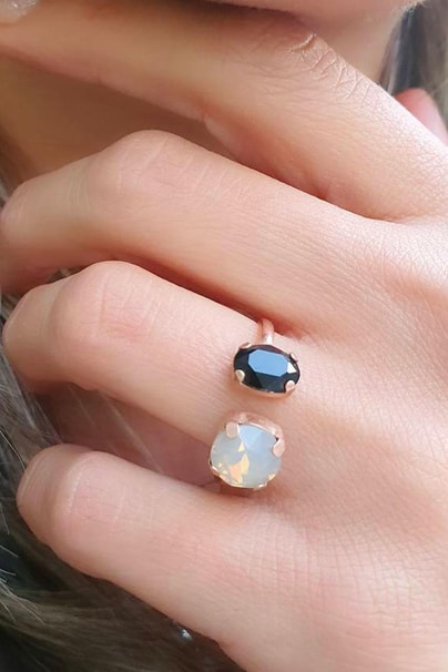 Swarovski Taşlı 925ayar Gümüş Üzerine Rose Altın Kaplama Ayarlanabilir Yüzük