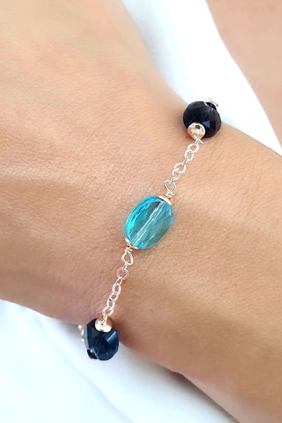 Swarovski Taşlı 925ayar Gümüş Üzerine Rose Altın Kaplama Bileklik 