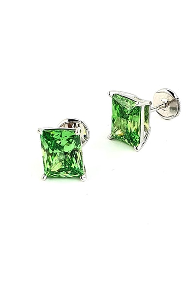Yeşil Peridot Taşlı 925ayar Gümüş Exclusive Şık Baget Küpe 