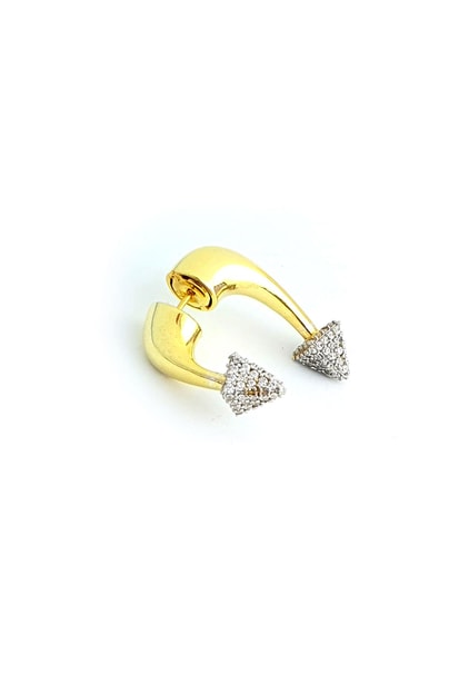 Zirkon Taşlı 925ayar Gümüş Üzerine Altın Kaplama Luxury Tasarım Earcuff Tek Küpe 