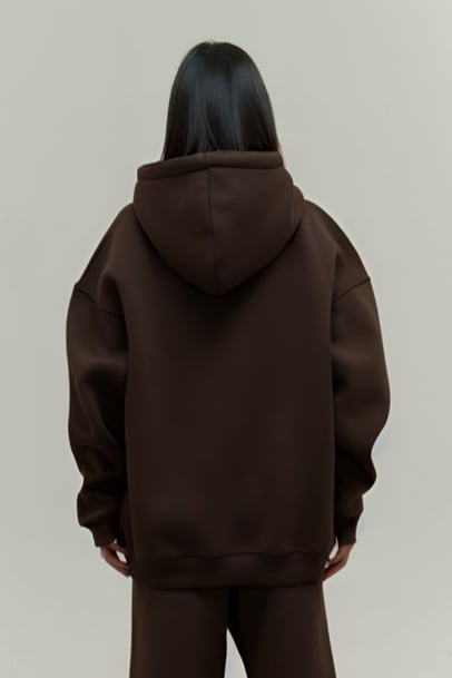 Kahverengi Oversize Kapuşonlu Kadın sweatshirt