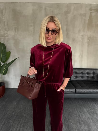 Orijinal Model , Bordo , Vatkalı , Mat Kadife Takım
