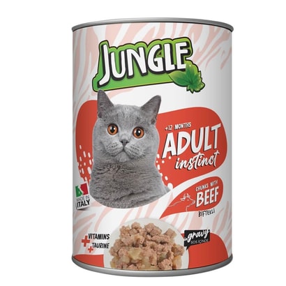 JUNGLE ADULT INSTINC CHUNKS WITH BEEF BİFTEKLİ KONSERVE KEDİ MAMASI 400GR