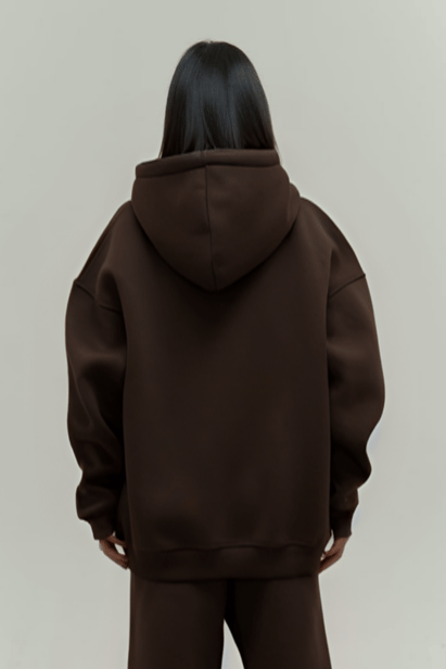 Kahverengi Oversize Kapuşonlu Kadın sweatshirt
