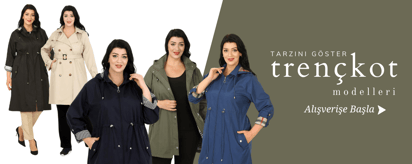 Yeni Sezon Büyük Beden Kadın Trençkot Modelleri