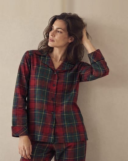Kırmızı ekose kadın pijama takımı