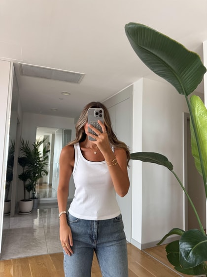  Dilvin Kontrast Fitilli Atlet -Beyaz