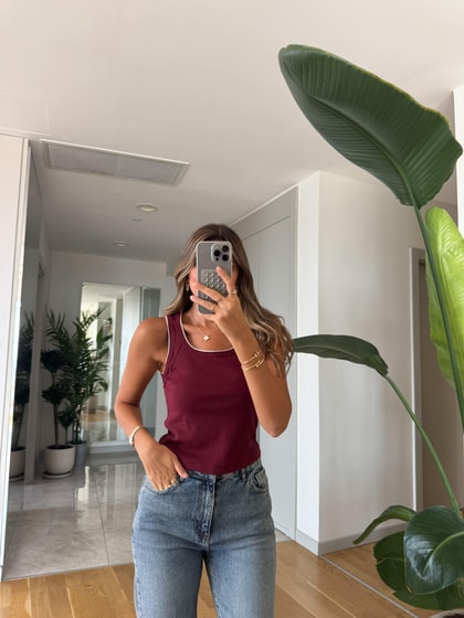  Dilvin Kontrast Fitilli Atlet -Bordo