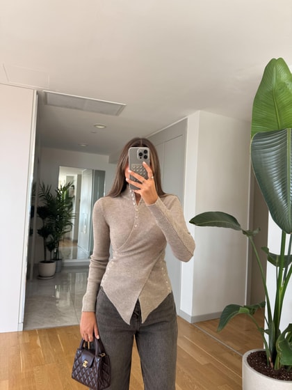 Bloom Düğme Detaylı Triko - Vizon