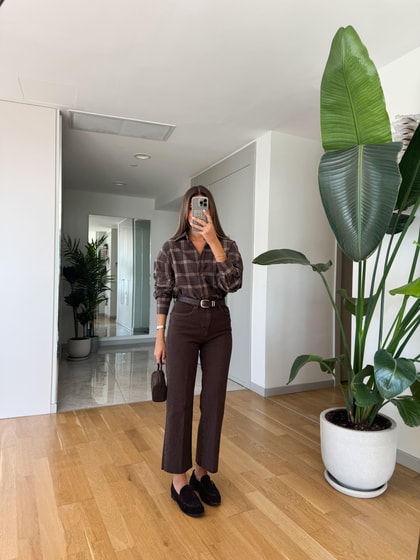 Brown Kemerli Kesik Paça Jean 