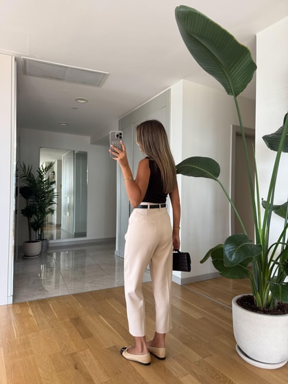 Carol Kemerli Havuç Pantolon - Bej