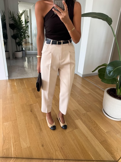 Carol Kemerli Havuç Pantolon - Bej