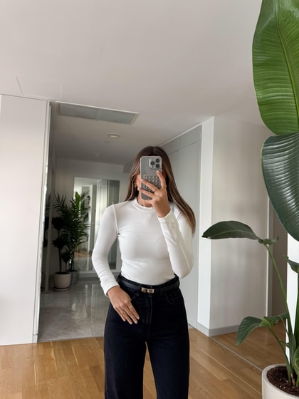 Cozzy Uzun Kollu Basic Bluz - Beyaz 