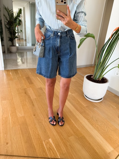 Cs Yüksek Bel Denim Şort -Koyu Mavi
