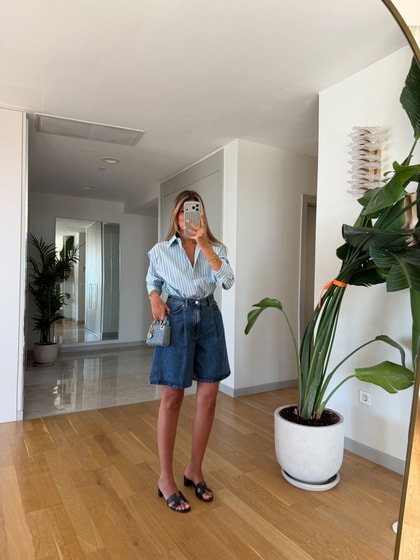 Cs Yüksek Bel Denim Şort -Koyu Mavi