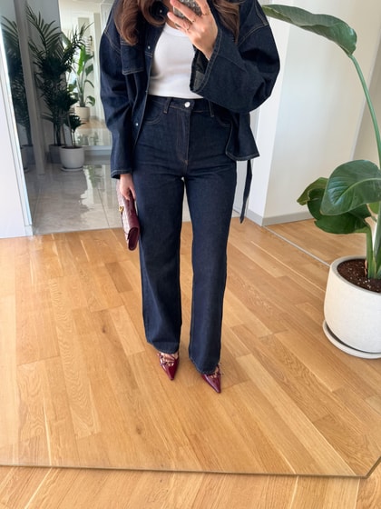 Denim Kemerli Ceket Pantolon Takım
