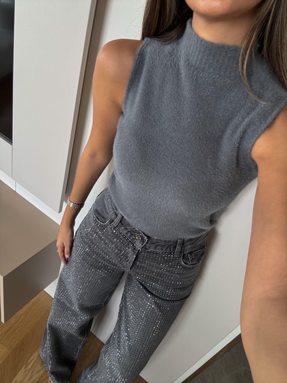 Yelly Sakallı Süveter - Gri