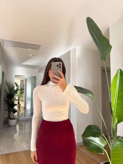 Dilvin Dik Yaka Bluz- Ekru