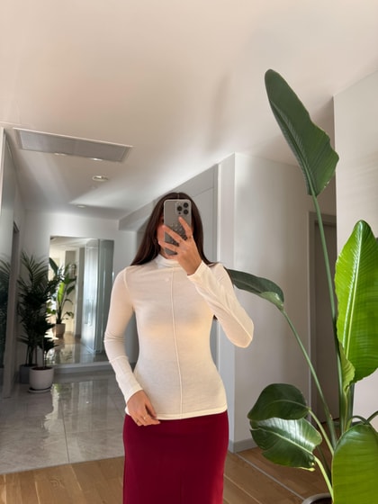 Dilvin Dik Yaka Bluz- Ekru