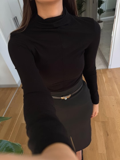 Dilvin Dik Yaka Bluz- Siyah