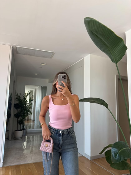Dilvin Fitilli Askılı Atlet - Pembe