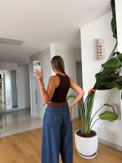 Dilvin Kolsuz Crop Top - Koyu Kahve