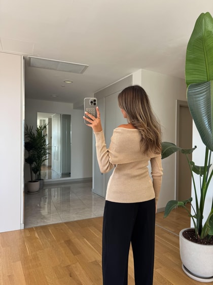 Dilvin Madonna Yaka Simli Triko - Bej