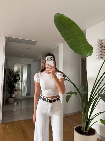 Dilvin Modal Crop Tişört - Ekru