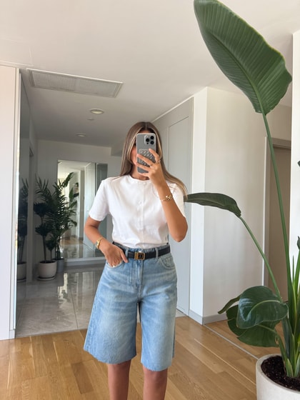 Dilvin Yırtmaç Detaylı Tişört - Beyaz