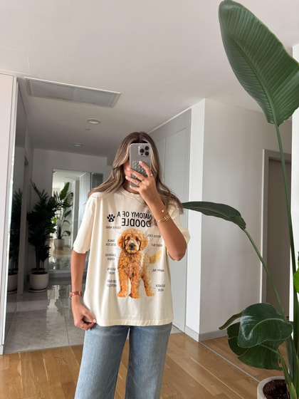 Doodle Köpek Baskılı Tişört